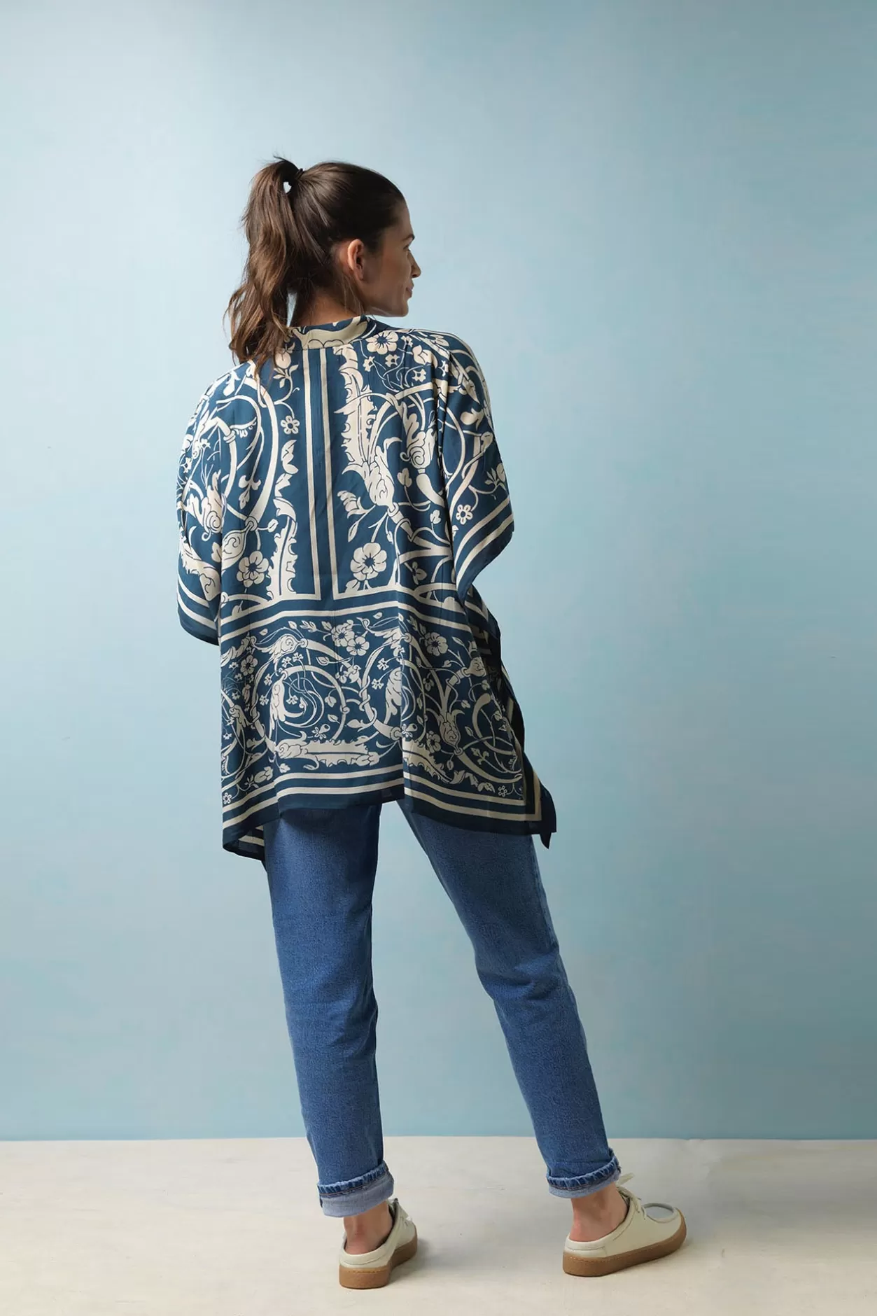 Women One Hundred Stars Jaipur Blue Tunic Top
