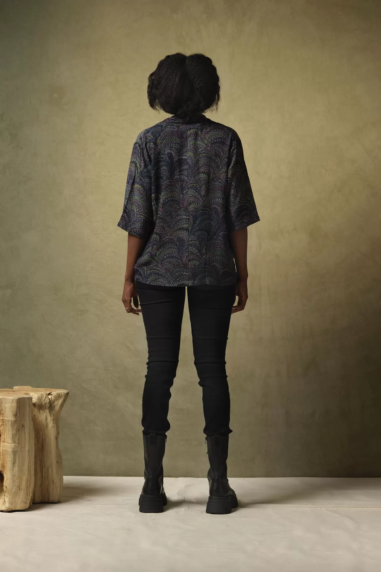 Women One Hundred Stars Marbled Indigo Rachel Top