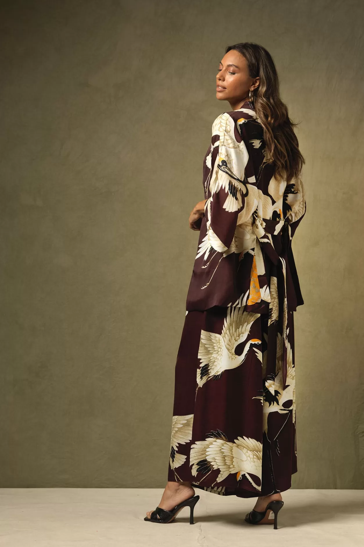 Women One Hundred Stars Stork Burgundy Palazzo Pant
